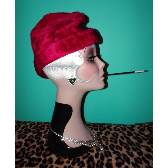 Vintage Fuchsia Pink Empress Turban Style Clochet Hat pinup retro rockabilly - Picture 4 of 10